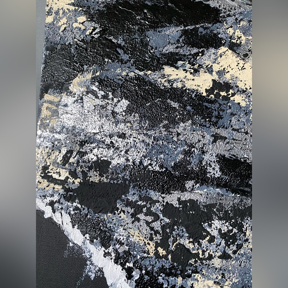 Abstract Canvas Painting Black Grey Art - Picture 3 of 5